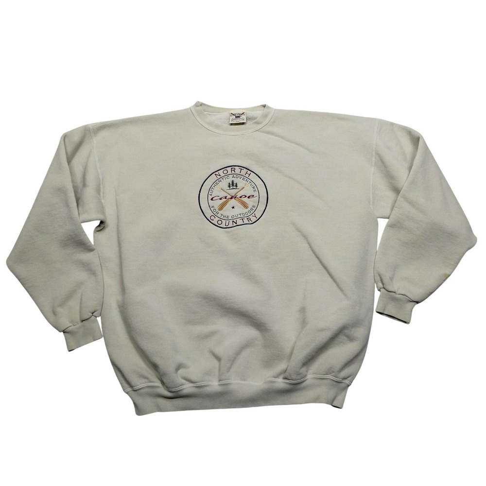 Vintage Oarsman Sweatshirt Mens XL White‎ North Country Canoe Crewneck Fleece